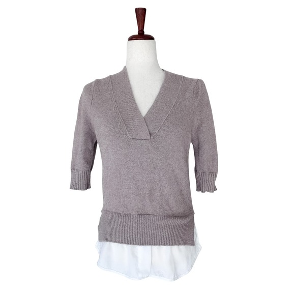 Brochu Walker Women's Extra Small Sweater Bisque Lucie Layered V Looker Top